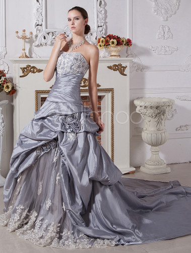 silver gown for wedding