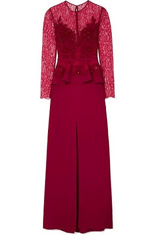 Zuhair Murad Embellished Corded Lace And Silk Blend Crepe Peplum Gown