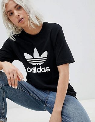 Adidas Originals Adicolor Trefoil Oversized T Shirt In Black