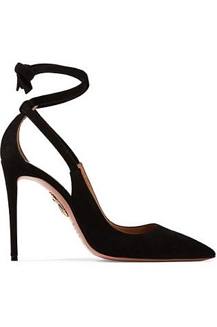Aquazzura Milano Cutout Suede Pumps Black