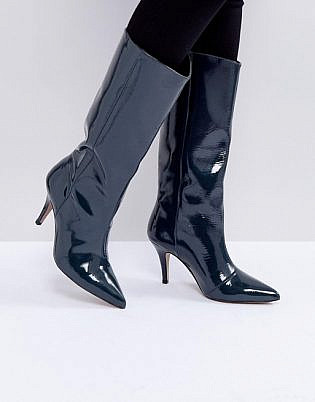 Asos Cabana Leather Patent Knee High Boots