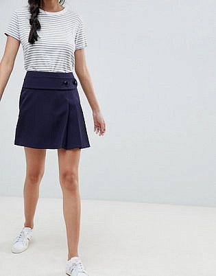 Asos Design Kilt Mini Skirt With Self Belt And Pleats