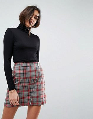 Asos Design Polo Neck Long Sleeve Top In Black