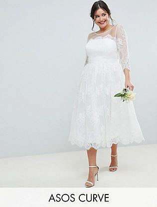 Asos Edition Curve Lace Midi Prom Wedding Dress
