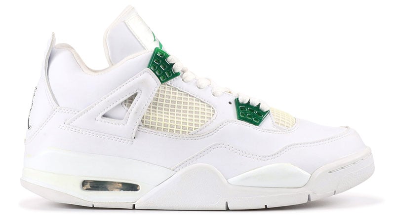 Air Jordan Iv In White Chrome Classic Green
