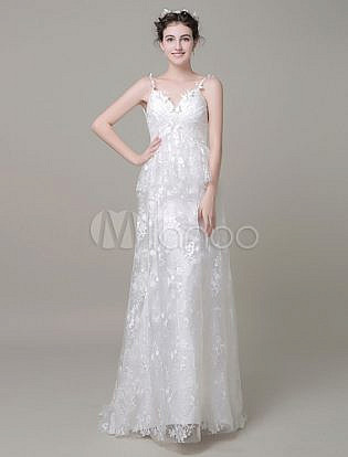 Boho Beach Wedding Dress A Line Panel Train Butterfly Court Train Sexy Backless Evening Dress Milanoo