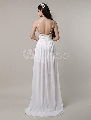 Boho Wedding Dress Sexy Lace Spaghetti Strap Backless High Low Bohemian