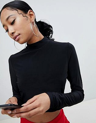Fashionkilla High Neck Crop Top In Black