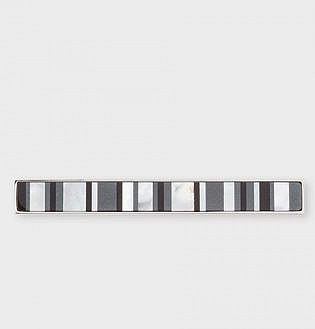 Men's Black Stripe Mother Of Pearl Tie Clip