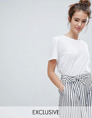 Monki Classic Crew Neck T Shirt In White