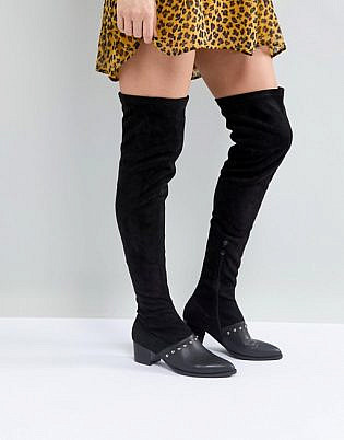 Prettylittlething Studded Over The Knee Boot