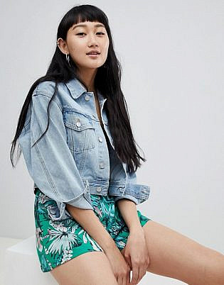 Pull&bear Pocket Detail Denim Jacket In Light Blue