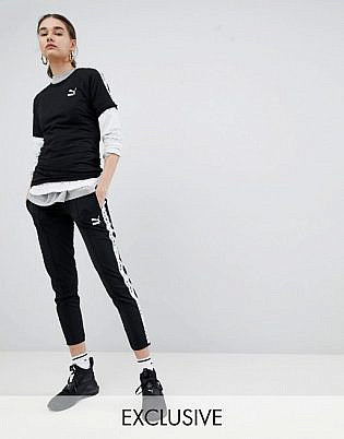 Puma Exclusive To Asos Taped Side Stripe Track Pants In Black