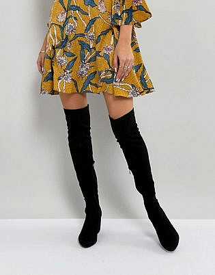 Raid Kola Black Block Heel Over The Knee Boots