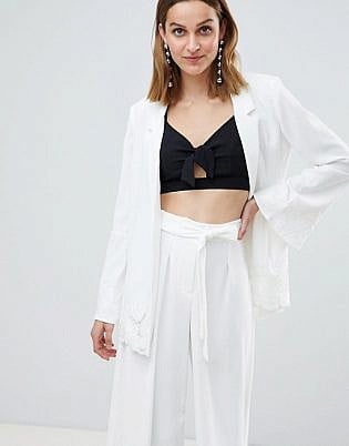 River Island Premium Frill Sleeve Lace Embroidered Blazer
