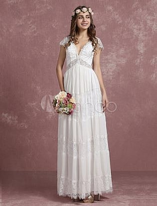 tea length boho wedding dress