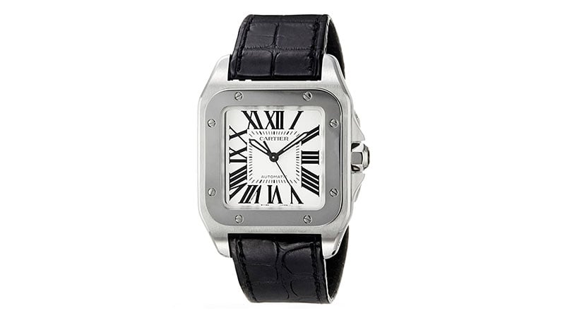 Cartier Midsize W20106x8 Santos 100 Automatic Leather Watch