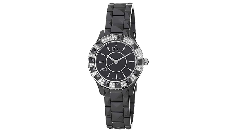 Christian Dior Women's Cd1231e1c001 Black Eight Analog Display Swiss Quartz Black Watch