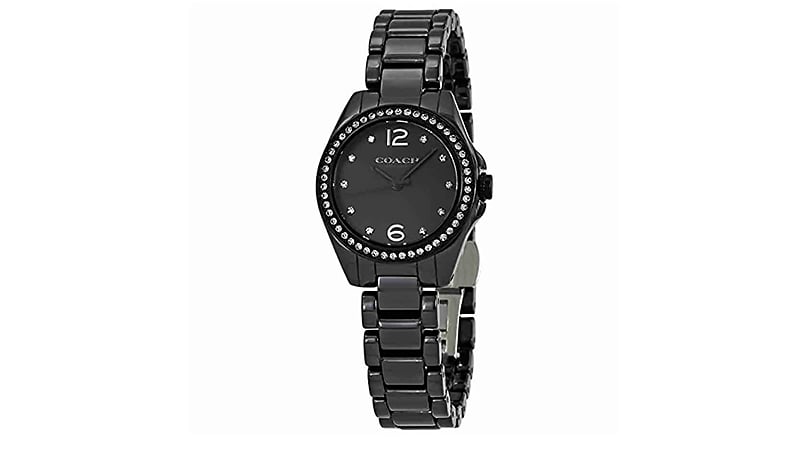 Coach Womens 14502130 Mini Tristen Black Ceramic Glitz Watch
