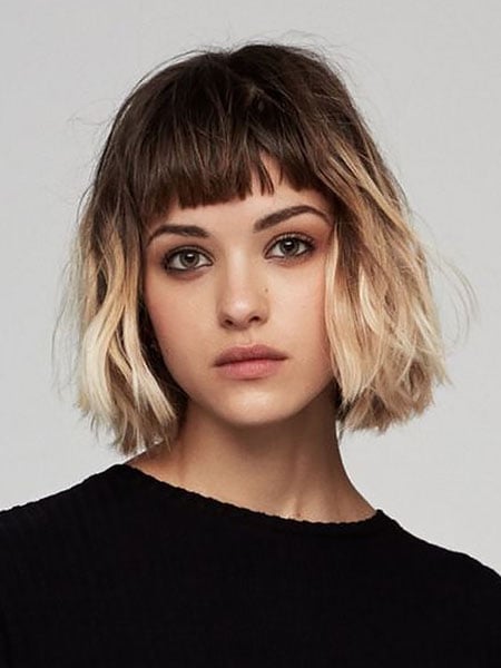 Wavy Bob With Bangs