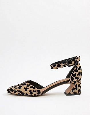 Asos Design Smokey Mid Heels In Leopard