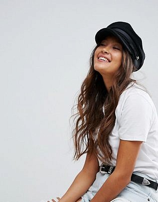 Asos Design High Crown Wool Baker Boy Hat