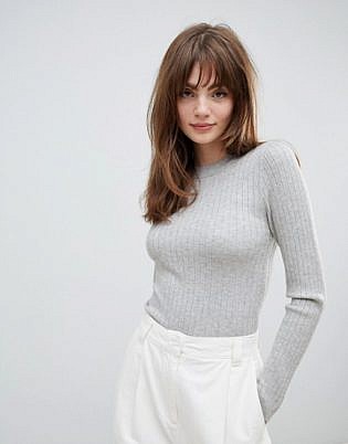 Asos Design Ribbed Jumper In Fine Knit