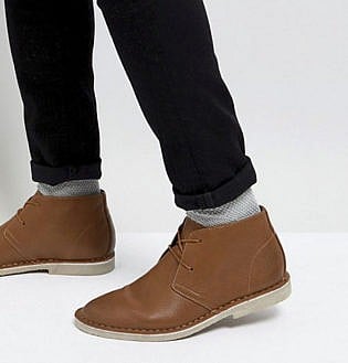 Asos Desert Boots In Tan Faux Leather