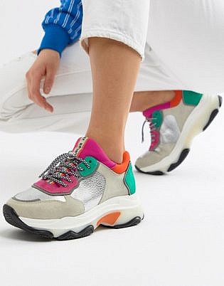 Bronx Multi Brights Metallic Suede Chunky Sneakers