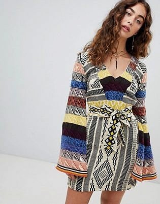 Free People Patchwork Mini Jumper Dress
