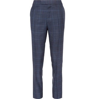 blue checkered trousers mens