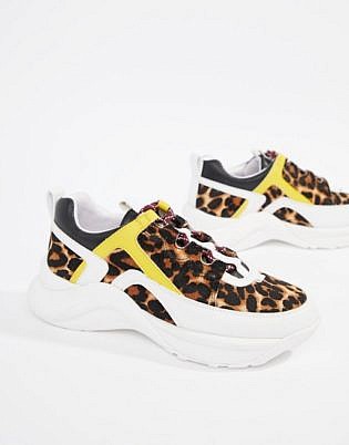 Kurt Geiger Lunar Leopard Pony Effect Colour Contrast Sneakers