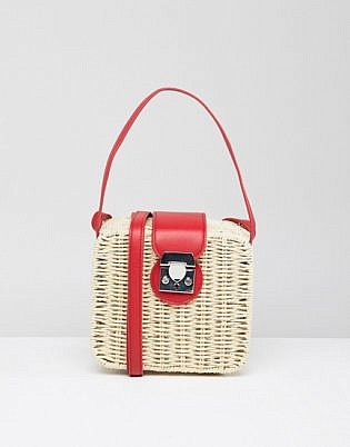 Stradivarius Square Straw Bag
