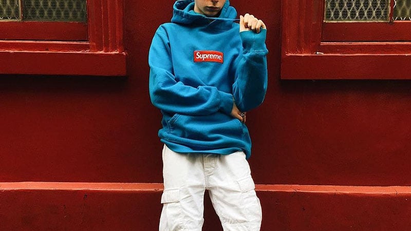 Supreme Teal Box Logo Hoodie