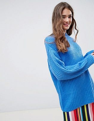 Asos Design Chunky Jumper In Rib With Crew Neck
