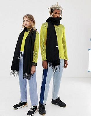 Collusion Unisex Blanket Scarf In Black