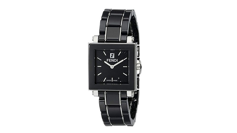 silver watch with black face womens