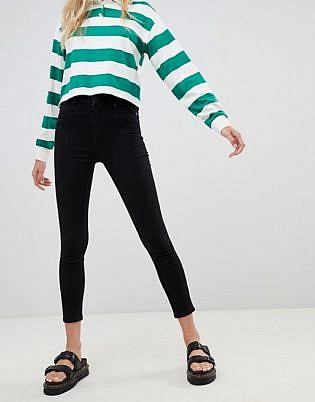 Monki Oki Cropped Skinny High Waisted Jeans