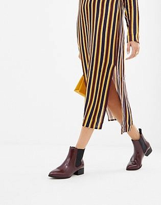 Monki Pointed Toe Chelsea Boots In Burgundy