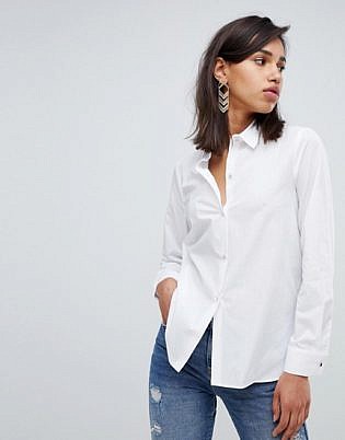 River Island Shirt With Diamante Buttons In White