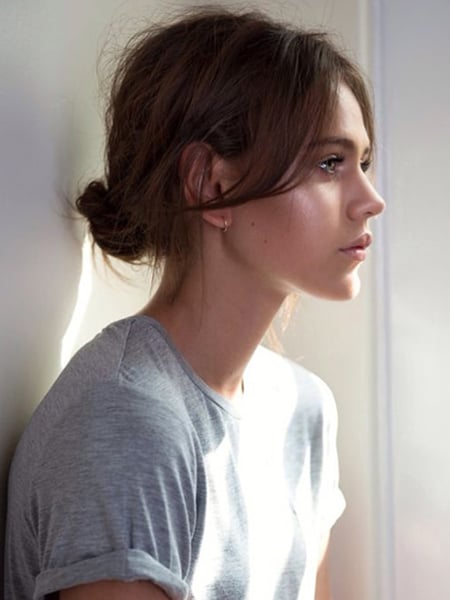 Messy Low Bun Short Hair hairstyles for women