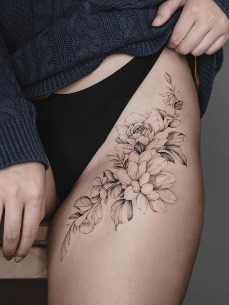 flower tattoo leg wrap