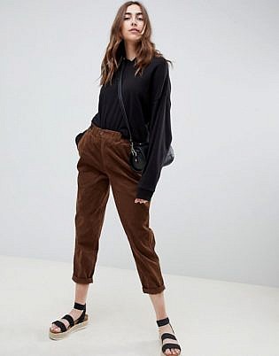 Asos Design Cord Pants With Side Tabs