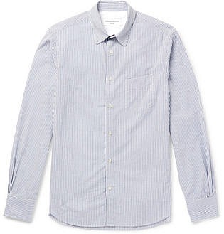 Benoit Slim Fit Striped Cotton Seersucker Shirt