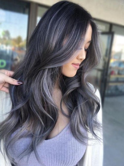 Black Hair With Silver Highlights