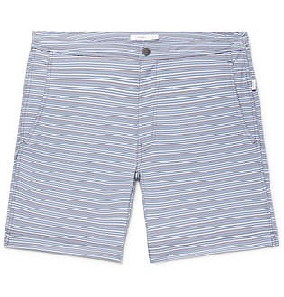 Calder Long Length Striped Stretch Seersucker Swim Shorts