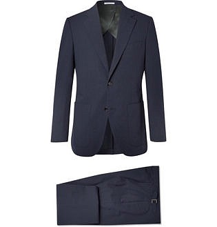 Navy Slim Fit Cotton Seersucker Suit