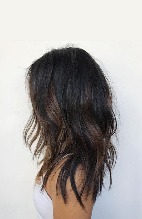 black hair with light brown ombre straight hair