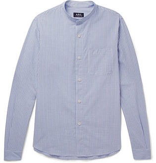 Robinson Grandd Collar Striped Cotton Seersucker Shirt