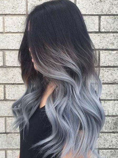 Silver Blue Ombre Hair